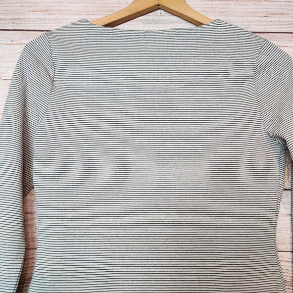 KATE SPADE Saturday Black Gray Asymmetric Neckline Slant Neck Top Size Small - Picture 11 of 13